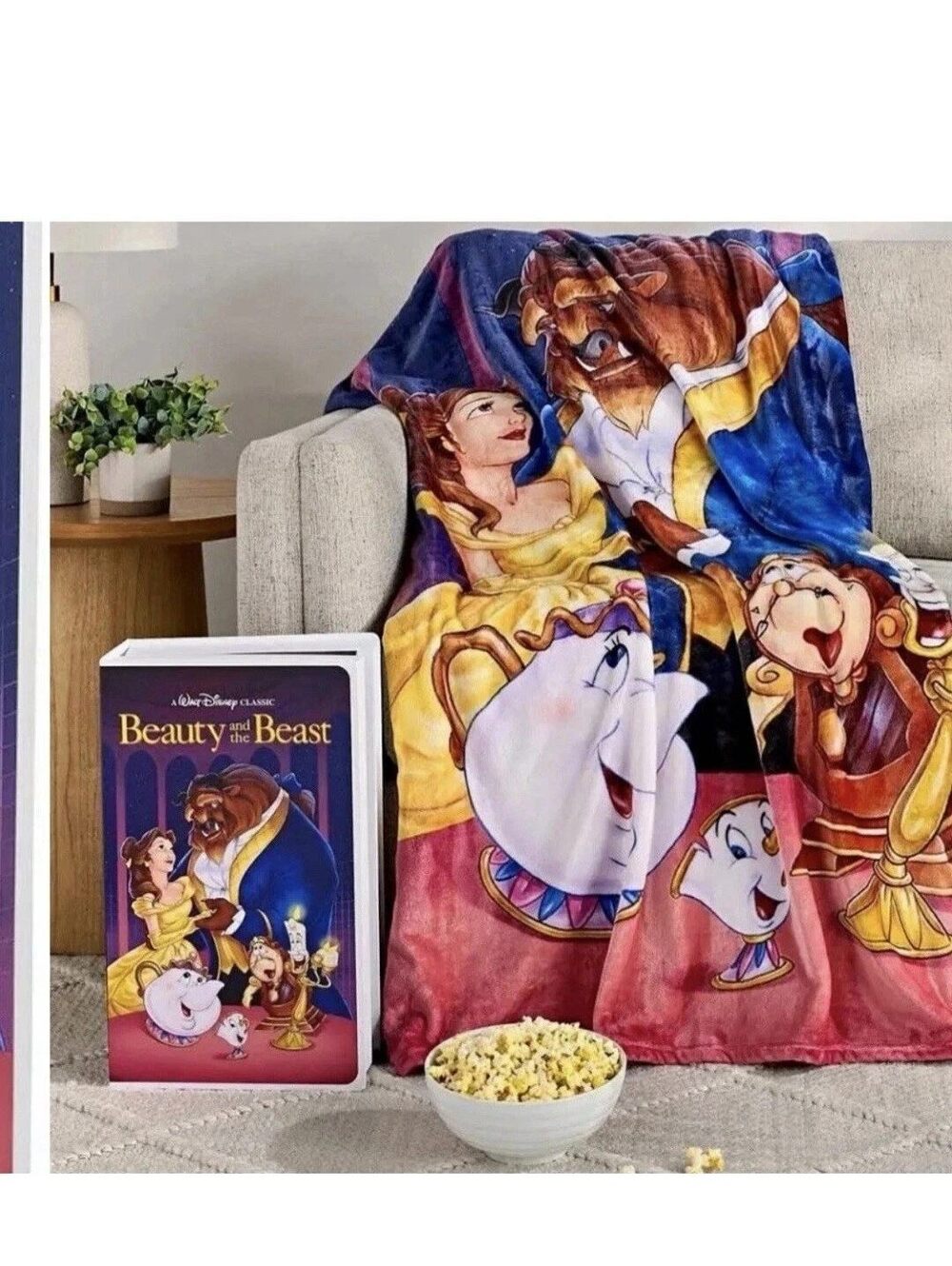 Disney Beauty and the Beast Plush Throw Blanket